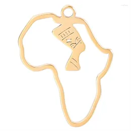 Charms 5pcs/Lot Stainless Steel Irregular Jewelry Wholesale Hollow Egyptian Africa Map Pendant Diy Men Punk Necklaces