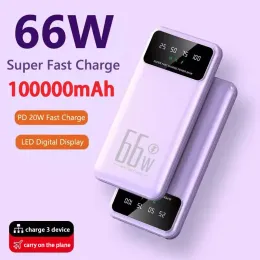 Ny 100000mAh Power Bank Lightweight Portable High Capacity Super Fast Charging Digital Display för Xiaomi Samsung Huawei iPhone