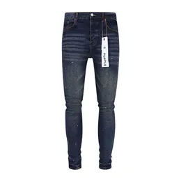 Calças de brim roxas designer mens calças na moda masculina azul salpicado tinta high street bonito apertado e versátil leggings elásticas