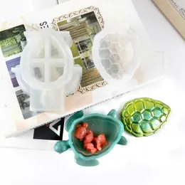 Andra DIY 3D Turtle Jewelry Storage Box Silikon Mögel Succulent Potted Flower Pot Betong Gips Mögelagring Dekorativ harts Mögel Mögel