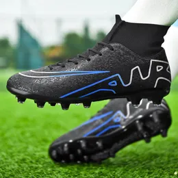 Professional Men Soccer Cleats High Ankle Football Boots TFFG Training Outdoor Long Spikes Turf Futsal Nonslip Ultralight 240105