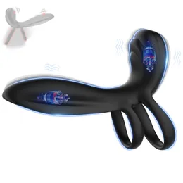 Penis vibration ring kuk prostata massage fördröjning utlösning klitoris stimulator anal pärlor vibro trosor sex leksaker för par 240105