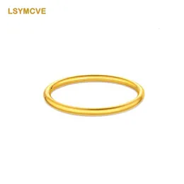Gold Ring Pure Gold Plain Circle Hand Decoration 3D Hard Gold Ring Tail Ring Girl Girlfriend Friendsing Birthday Present 999 Gold 240103