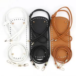 3PCSSet -väska Bottom Shaper DIY Sticking Crochet PU LEATHER Handväska Purse Base With Strap String Bucket Accessories 240105