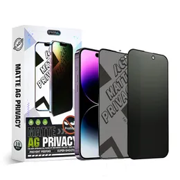 Frosted Glass Anti-Peep Privacy Screen Protector för iPhone 15 Pro Max Anti-Spy Hempered Glass för iPhone 14 13 12 11 Pro XS Max Guard Film Retail Package