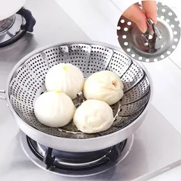 Double Boilers Kitchen Steaming Basket Cookware Stainless Steel Foldable Fruit Vegetable Holder Drainer Dish Steamer