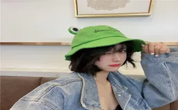 New Cute Frog Letter Bucket Hats Women Cover Fisherman Cap Hat for Adult Women Sunscreen Summer Outing Hat Present3729181
