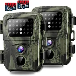 Kameror jaktkameror mini trail camera 2 pack 20mp 1080p spel kameror natt vision rörelse aktiverad vattentät jakt kamera vilda djurliv mån