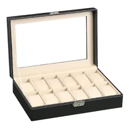 61012 20 slots caixa de relógio de pulso titular caso de armazenamento organizador de couro do plutônio caixa de exibição de relógio regalos para hombre 240104