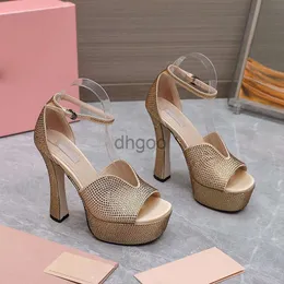 Nieuwe verfraaide Platform sandalen ontwerp dikke hakken Strass hoge hakken blokhak sandaal luxe designer schoenen voor dames