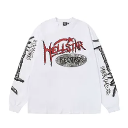 Hellstar Records Crewneck Super Hot Instagram同じスタイルのトレンディな長いユニセックスTシャツ