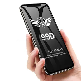 10 Stück 99D Full Glue Cover Displayschutzfolie für iPhone 15 14 13 XR XS Max 14PROMAX Rand gehärtetes Glas Film für iPhone X 12 Mini 11 Pro Max