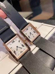 Coppia orologi auto Orologio di lusso Orologio da carro armato da donna Orologi quadrati Movimento al quarzo premium con diamanti Bracciale in acciaio inossidabile Vetro zaffiro Orologi da polso impermeabili