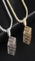 Iced Out Pendant Multicolor Micro Pave Cubic Zircon Halsband för män Kvinnliga gåvor Fashion Hip Hop Jewelry X05095448522