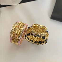 3Style Never Fade 브랜드 레터 링 링 골드 도금 황동 구리 오픈 밴드 반지 패션 디자이너 고급 Crystal Pearl Ring WADD CKMA