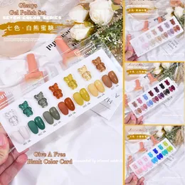 Smalto gel Glenys Bear 7 pezzi Iridescenza Ice Nude Macaron 12 ml Semipermanente UV Led Nail Art Design Trasparente Set all'ingrosso 240105