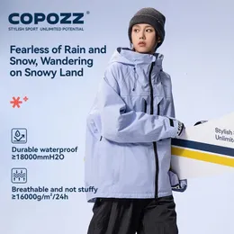 Copozz engrossar 3l jaqueta de esqui das mulheres dos homens à prova de vento à prova dwindproof água inverno casaco de esqui wear cor sólida com capuz quente snowboard terno de esqui 240104