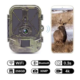 4K 30MP Live Stream WiFi Trail Camera APP Câmeras de caça Bluetooth com 10000mAh LiBattery Night Vision WiFi940PROLI 240104