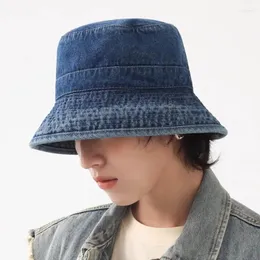 Berets MAXSITI U Washed Denim Eimer Hut für Männer 2024 Herbst Vintage Design Fischer Panama Frauen Faltbare Becken Kappe