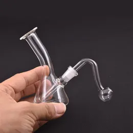 Commercio all'ingrosso Pocket Mini Glass Beaker Bong Oil Burne Pipe Dab Rigs Ash Catcher Bong con tubo maschio per bruciatore a olio in vetro da 10 mm Miglior strumento regalo per fumatori Dhl gratuito