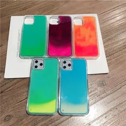 مضيئة Neon Sand Glow Liquid Phone Case for iPhone 12 Pro Max Sublimation Glitter Glitter Tover for iPhone 11678xxr9190817