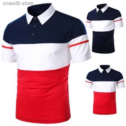 Herrpolos män polo män skjorta kort ärm polo skjorta kontrast färg polo nya kläder sommar streetwear casual mode män toppar t240105