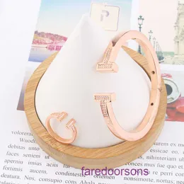 Top Quality Tifannissm Rings For women online store New Creative Shaped Bracelet with Micro Setting Double Rows Small Diamonds Opening Women Have Original Box