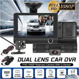 자동차 DVRS 자동차 DVR HD IPS SN 3 렌즈 4.0 인치 대시 카메라 백미어 비디오 레코더 등록자 DVRS 새로운 도착 드롭 배달 자동 DHM1H