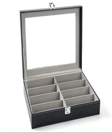 8 pieces capacity lockable eyeglass counter table display box sunglass presentation case double tray eyewear collection box6327694