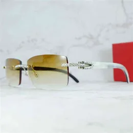 Klassische quadratische Sonnenbrille mit Strasssteinen, Holz, Büffelhorn, Diamant, Iced Out-Sonnenbrille, randlose Herren-Sonnenbrille von Buffs, French2359