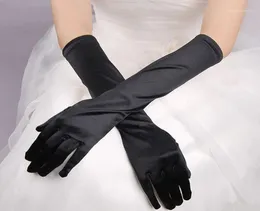 Перчатки с пятью пальцами, модные длинные атласные оперные вечерние костюмы для выпускного вечера, черный, красный, 63 см, Women17767725