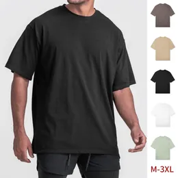 Letnie męskie rozmiar M-3xl krótkie rękawowe luźna okrągła szyja T-shirt męski solidny a absorbent oddychający na siłownię