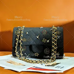 Bolsa clássica 25cm bordada tweed flap saco 10a espelho qualidade cruz corpo designer sacos de luxo bolsa de ombro feminina com caixa c178