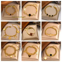 Bangle Charm -armband nyaste stildesigner armband 4/fyra bladklöver smycken armband 18k guld armband armband för kvinnor kedja elegant smycken gåva 2024