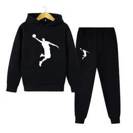 Kinder-Druck-Hoodie-Mantel-Hosen-Set, Kinderkleidung, Mädchen-Sweatshirt, Kleinkind, lässig, Frühling, Jungen, Jugendliche, Basketball-Trikot 240104