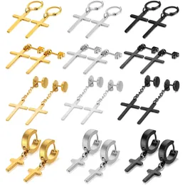 Sets Wkoud 12 Pairs Set Cross Earrings Stainless Steel Cross Hoop Earrings Dangle Hinged Earrings for Men Women Ear Jewelry