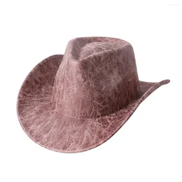 Berets All Season Men Women Retro Western Cowboy Hat Wide Brim Sunhat Party Travel Outdoor Cap Classical Cowgirl Fedora