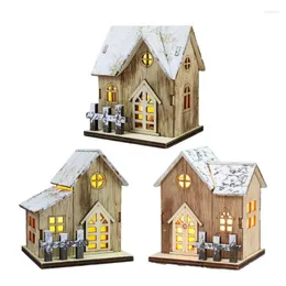 Рождественские украшения, светящаяся фигурка дома, деревенский деревянный орнамент, изысканный дизайн для восхитительного дисплея, светодиодный светильник R7UB