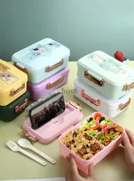 Bento-Boxen, Bento-Lunchbox für Kinder, Mädchen, Cartoon-Studenten, Kawaii-niedlicher Dinosaurier, beheizte 3-Gitter-Sand-Snack-Food-Box, spezielle Kantine, YQ240105