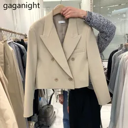 Calças gaganight mulheres blazers 2021 outono e inverno novo coreano chique moda temperamento fino manga comprida duplo breasted terno curto