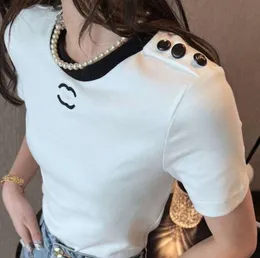 女性用トラックスーツレディスTシャツデザイナーレターとドットファッションTシャツ刺繍文字夏の半袖トップスティーウーマン88