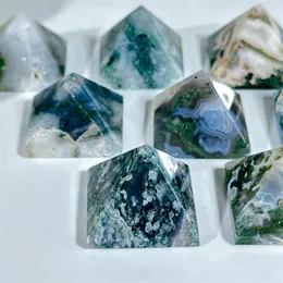 الهرم الحجر الطبيعي الكريستال الشفاء Wicca الروحانية المنحوتات الحجر مربع الكوارتز الطحلب العقيق Gemstone المجوهرات carnelian المجوهرات