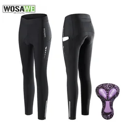 WOSAWE женские велосипедные брюки спортивные брюки для верховой езды велосипедные брюки с гелевой подкладкой противоударные колготки для шоссейного велосипеда на молнии светоотражающие 240104