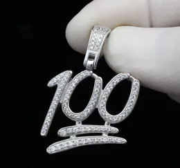 Iced Out Number 100 Pendant With Cubic Zircon Paled Hip Hop Pendants Fit Tennis Chain Cuban Chains For Women Men Punk Styles Jewel2713154