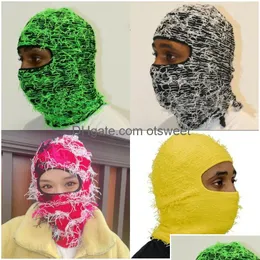 Cykelmössor masker Clava dog stickad fl ansikte skidmask Shiesty Camouflage Knit Fuzzy Drop Delivery Fashion Accessories Hats Scarves DH2K4