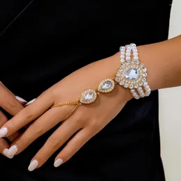 Braccialetti con ciondoli Ourfuno Elegante catena di perle d'imitazione Grande braccialetto di cristallo per le donne Regalo di gioielli di moda per matrimoni di lusso