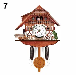 Relógio de parede cuco de madeira, alarme de tempo de pássaro, sino de balanço, relógio de alarme, decoração de arte para casa, estilo antigo h0922217h