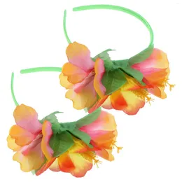 Bandanas 2 uds, diadema de flores hawaianas, accesorios para peinados, diademas para mujeres, flores de plástico Miss