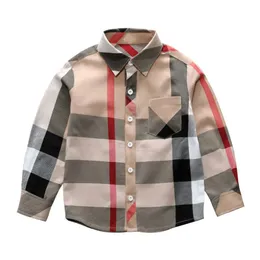 Vestiti camicia bambino ragazzo autunno bambino manica lunga plaid T-shirt bavero moda cotone classico camicia a quadri camicia ragazzo 3 8 anni