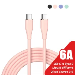 6A 60W 액체 실리콘 USB 타입 C 타입 C 케이블 빠른 충전 데이터 코드 iPhone15 Xiaomi 13 Samsung Poco OnePlus redmi 휴대 전화 충전 와이어 1m/2m